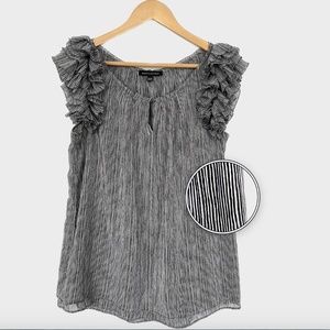 Banana Republic stripped black and white top with ruffle sleeves